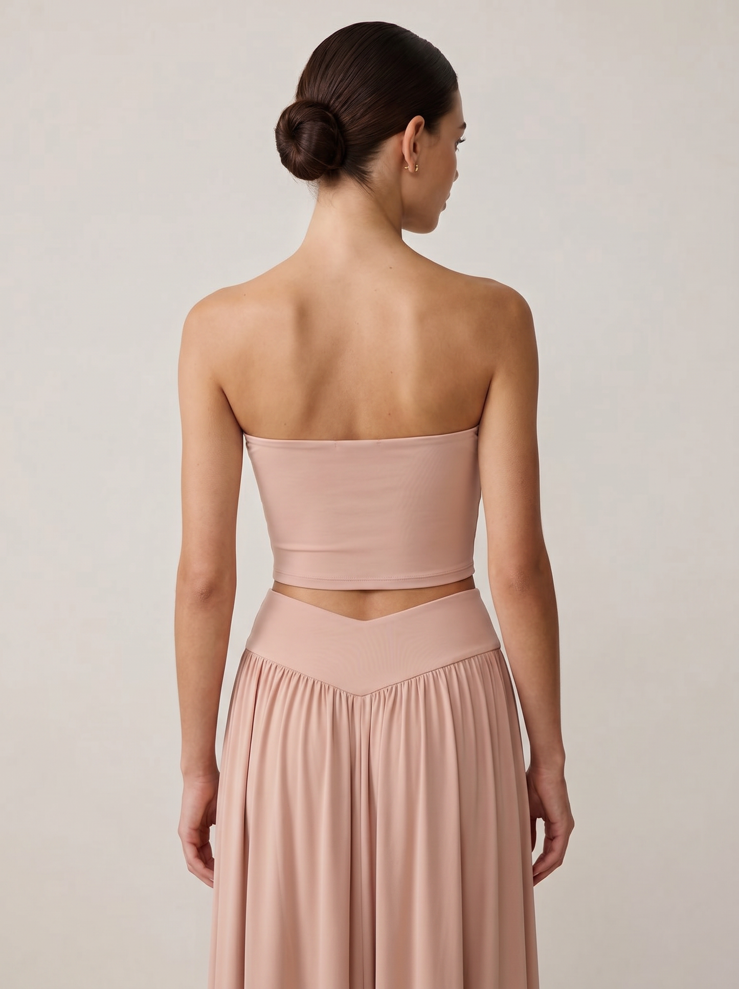 Strapless Knot Bağcıklı Tube Top + Yüksek Bel Curved Yoke Balletcore A-Line Midi Etek Set | Lorlia