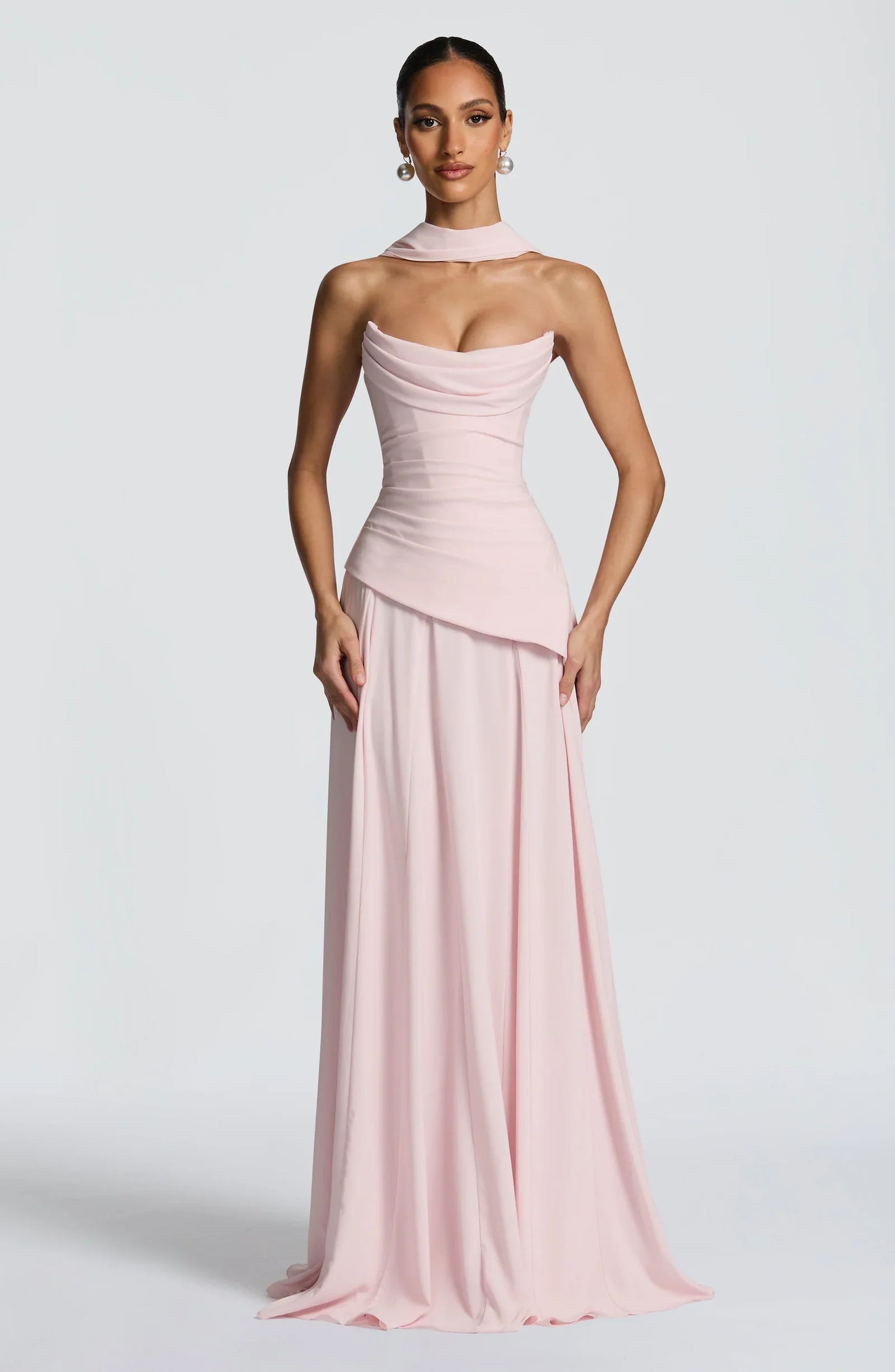 Halter Yaka Maxi Abiye Elbise