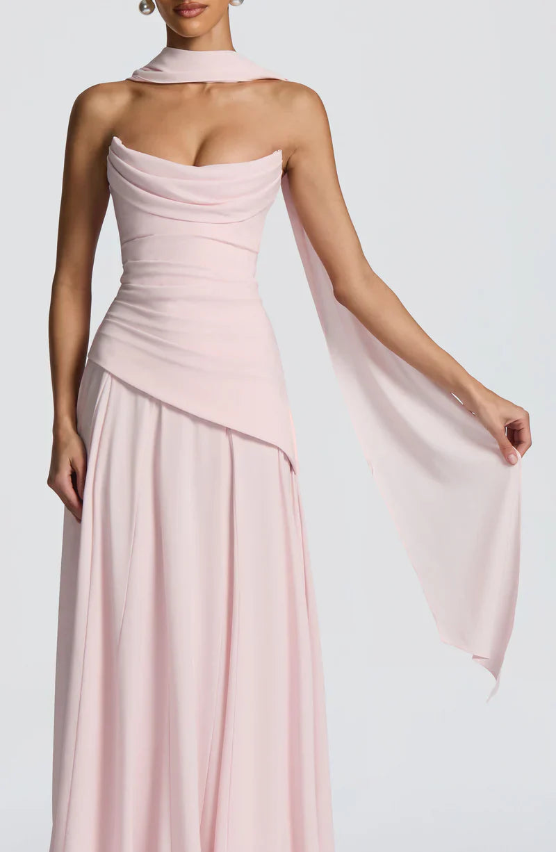 Halter Yaka Maxi Abiye Elbise